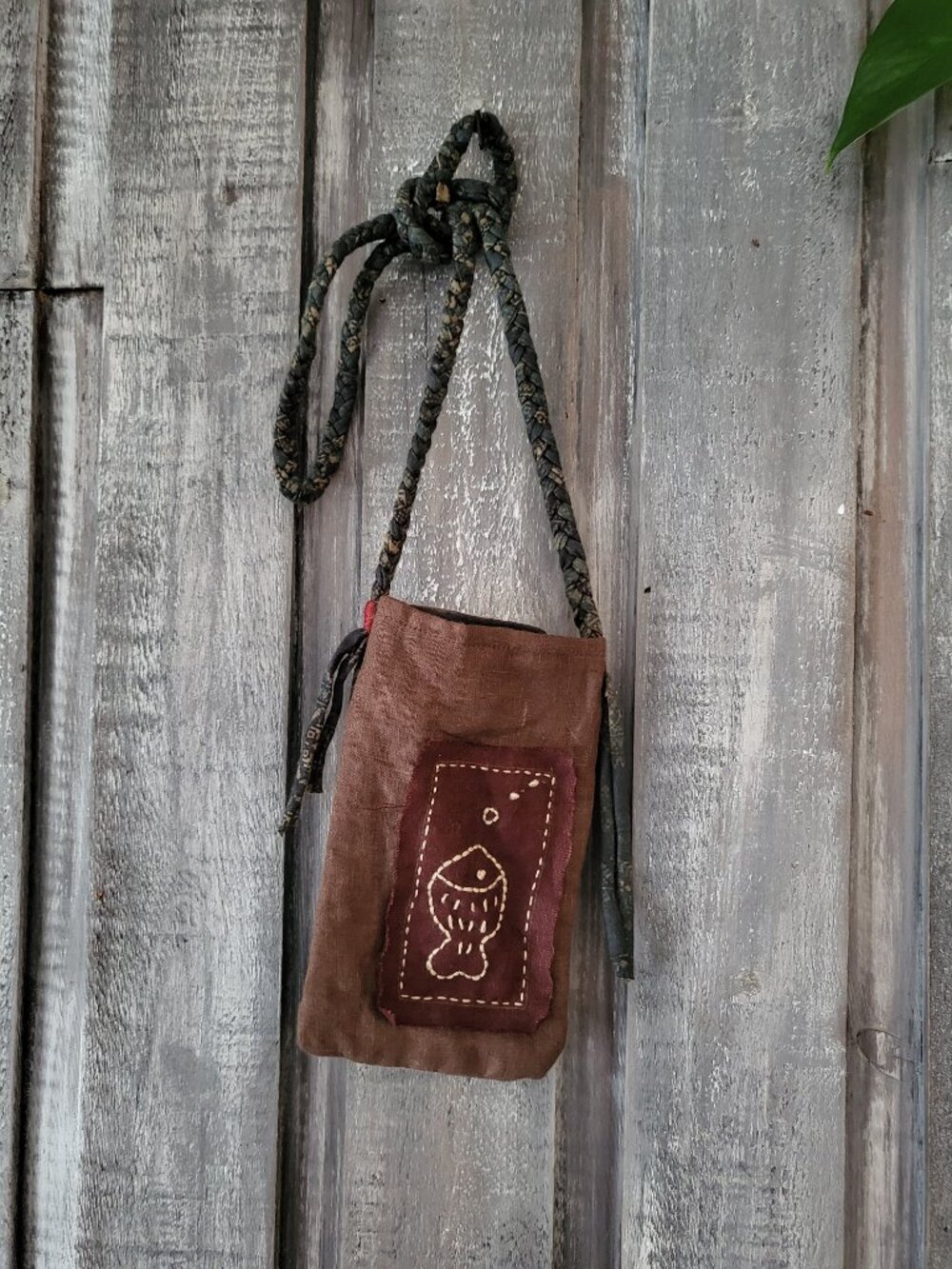 Linen & Cotton Pouch Bag Patchwork Handmade Boho Japanese Zakka Pocket